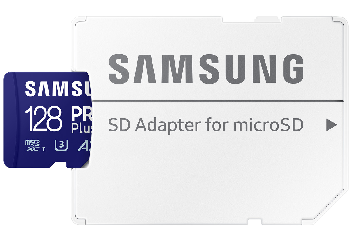 Minnekort microSDXC Samsung PRO Plus, 128Gb, Klasse 10 / UHS-1 U3, Med Adapter MB-MD128SA/EU
