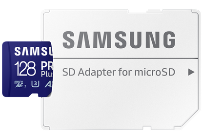 Minnekort microSDXC Samsung PRO Plus, 128Gb, Klasse 10 / UHS-1 U3, Med Adapter MB-MD128SA/EU
