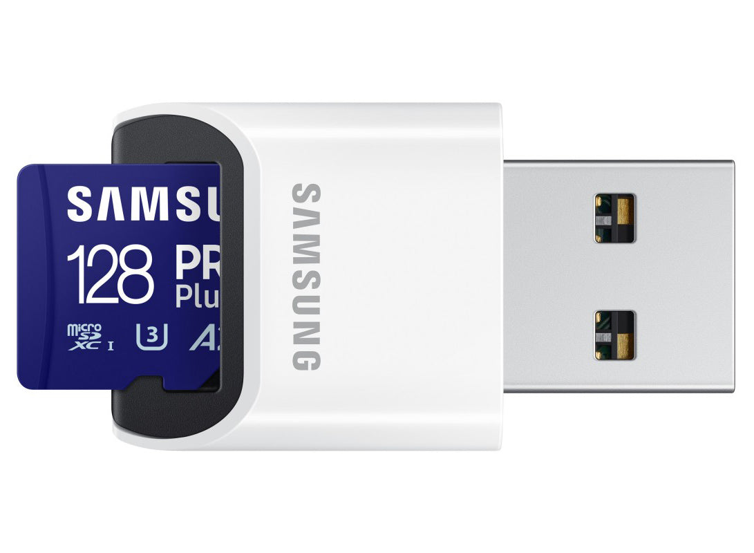 Minnekort microSDXC Samsung PRO Plus, 128GB, Klasse 10 / UHS-1 U3, med Kortleser MB-MD128SB/WW