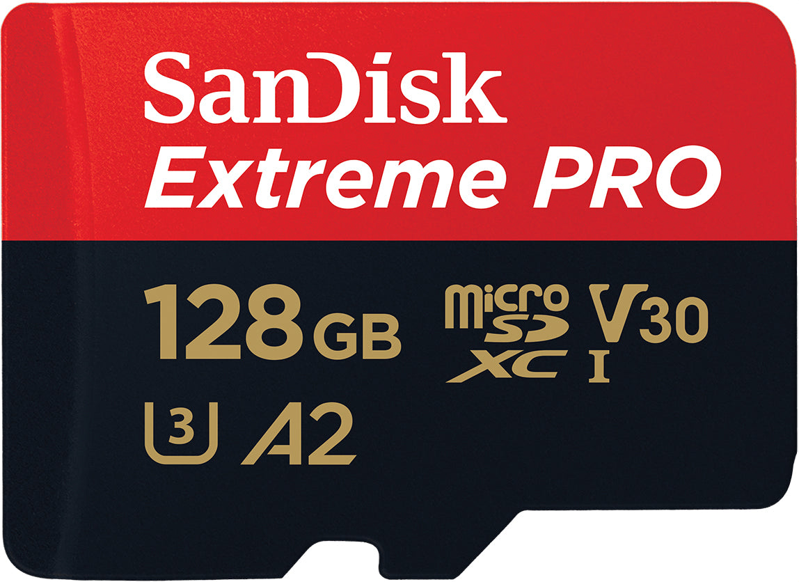 Minnekort microSDXC SanDisk Extreme Pro, 128Gb, Klasse 10 / UHS-1 U3, Med Adapter SDSQXCD-128G-GN6MA