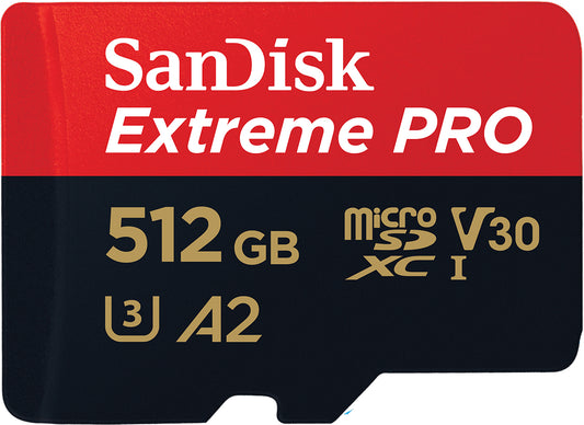 Minnekort microSDXC SanDisk Extreme Pro, 512Gb, Klasse 10 / UHS-1 U3, Med Adapter SDSQXCD-512G-GN6MA