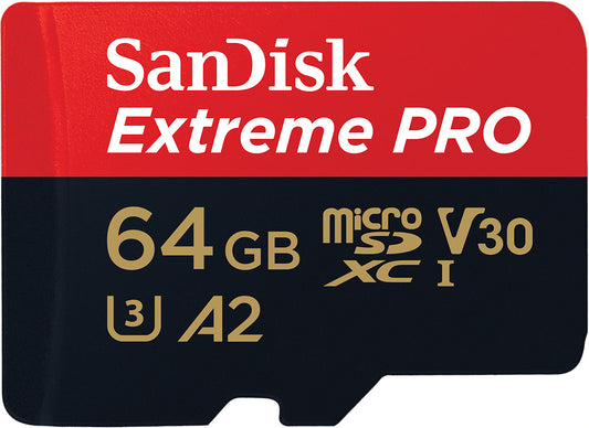 Minnekort microSDXC SanDisk Extreme Pro, 64Gb, Klasse 10 / UHS-1 U3, Med Adapter SDSQXCU-064G-GN6MA