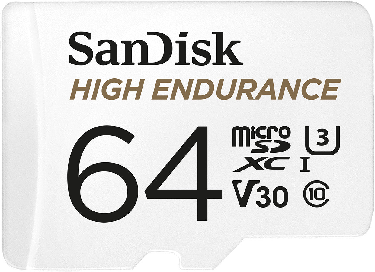 SanDisk High Endurance microSDXC-minnekort, 64GB, Klasse 10 / UHS-1 U3, med adapter SDSQQNR-064G-GN6IA
