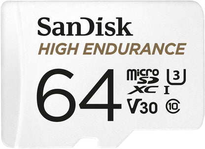 SanDisk High Endurance microSDXC-minnekort, 64GB, Klasse 10 / UHS-1 U3, med adapter SDSQQNR-064G-GN6IA