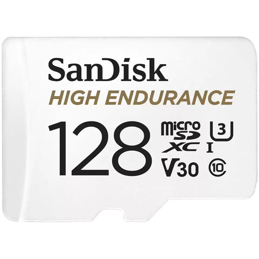 SanDisk High Endurance microSDXC-minnekort, 128GB, Klasse 10 / UHS-1 U3, med adapter SDSQQNR-128G-GN6IA