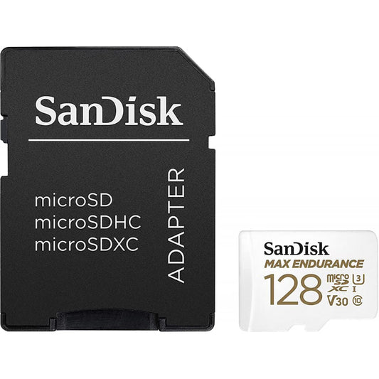 SanDisk MAX Endurance microSDXC-minnekort, 128GB, Klasse 10 / UHS-1 U3, med adapter SDSQQVR-128G-GN6IA