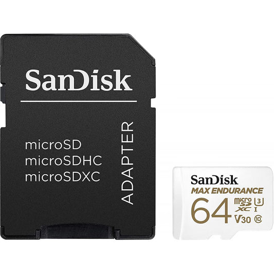 Minnekort microSDXC SanDisk MAX Endurance, 64Gb, Klasse 10 / UHS-1 U3, Med Adapter SDSQQVR-064G-GN6IA