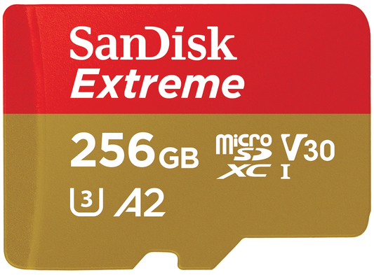 SanDisk Extreme microSDXC-minnekort, 256Gb, Klasse 10 / UHS-1 U3 SDSQXAV-256G-GN6MN