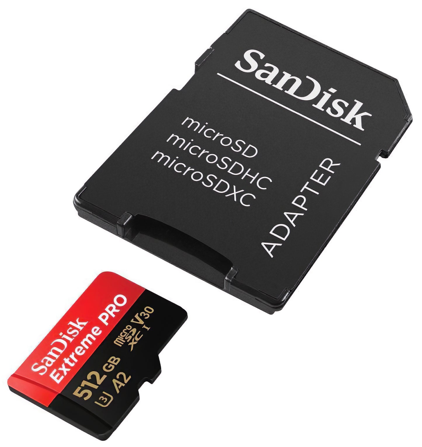 Minnekort microSDXC SanDisk Extreme Pro, 512Gb, Klasse 10 / UHS-1 U3, Med Adapter SDSQXCD-512G-GN6MA