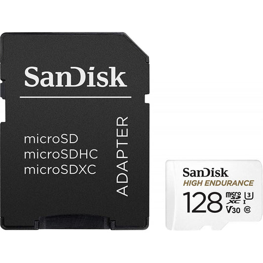 SanDisk High Endurance microSDXC-minnekort, 128GB, Klasse 10 / UHS-1 U3, med adapter SDSQQNR-128G-GN6IA