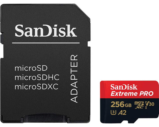 Minnekort microSDXC SanDisk Extreme Pro, 256Gb, Klasse 10 / UHS-1 U3, Med Adapter SDSQXCD-256G-GN6MA