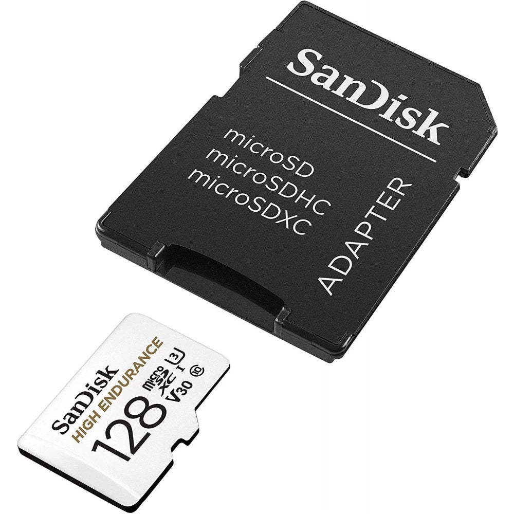 SanDisk High Endurance microSDXC-minnekort, 128GB, Klasse 10 / UHS-1 U3, med adapter SDSQQNR-128G-GN6IA