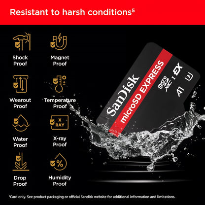 SanDisk Express microSDXC-minnekort, 512 GB, Klasse 10 / UHS-1 U3 SDSQXFN-512G-GN4NN