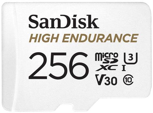SanDisk High Endurance microSDXC-minnekort, 256GB, Klasse 10 / UHS-1 U3, med adapter SDSQQNR-256G-GN6IA