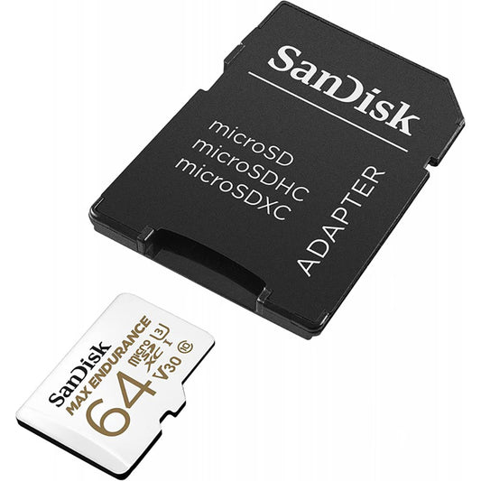Minnekort microSDXC SanDisk MAX Endurance, 64Gb, Klasse 10 / UHS-1 U3, Med Adapter SDSQQVR-064G-GN6IA