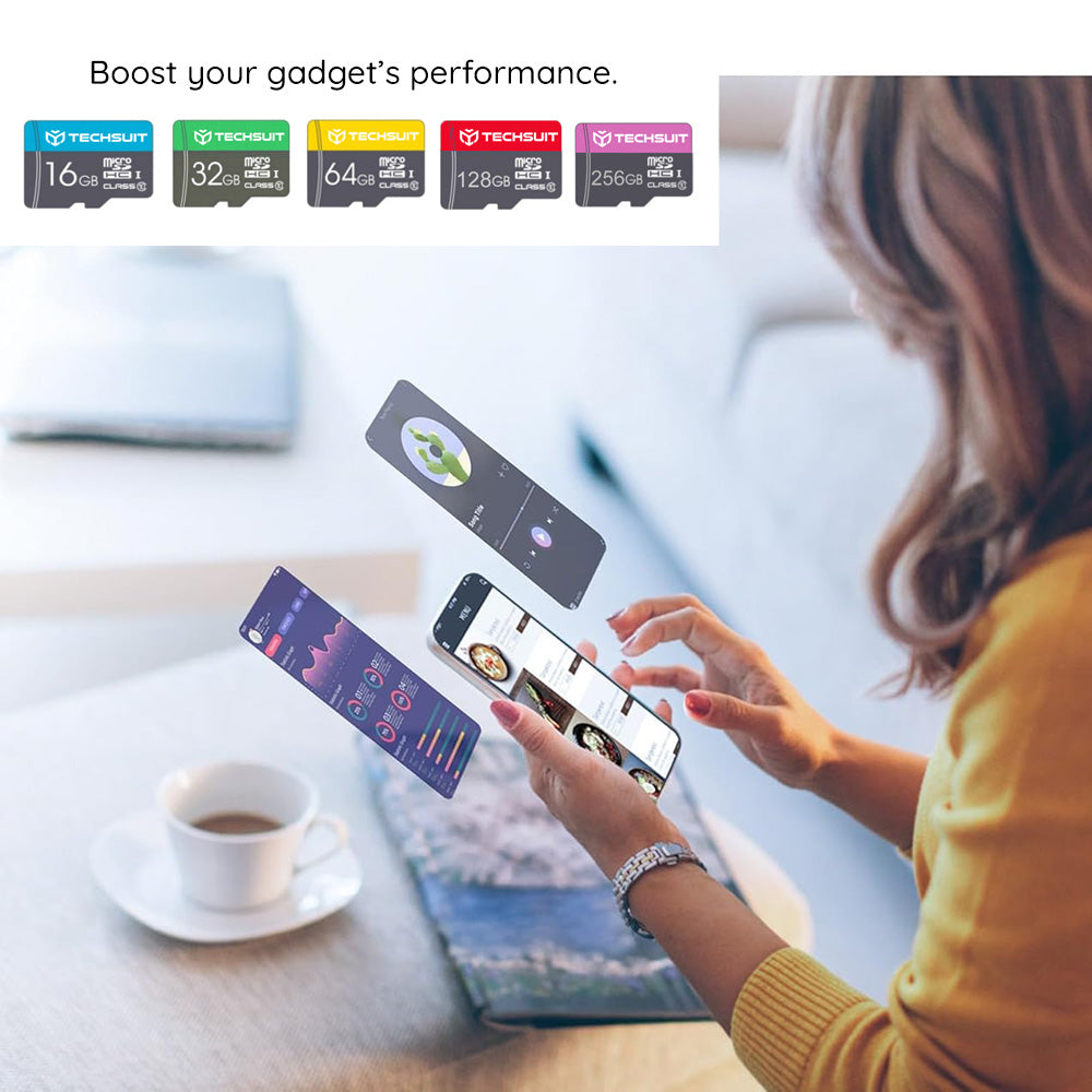 microSDXC-minnekort Techsuit THCM27, 256Gb, Klasse 6, med adapter