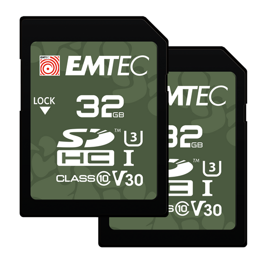 SDHC-minnekort Emtec Rugged Outdoor, 32Gb, Klasse 10 / UHS-1 U3, Sett med 2 stykker ECMSD32GHC10ORP2