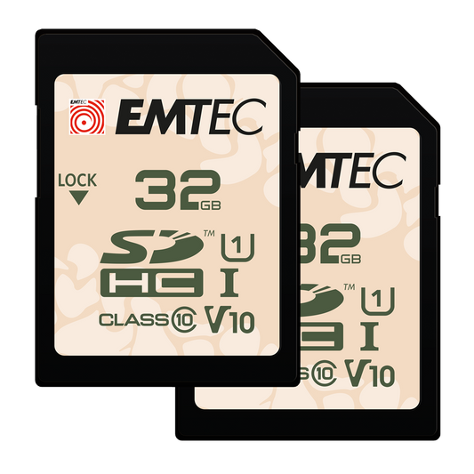 SDHC-minnekort Emtec Rugged Outdoor, 32GB, Klasse 10 / UHS-1 U1, Sett med 2 stykker ECMSD32GHCU1ORP2