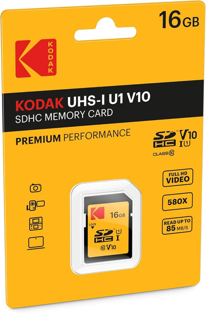 SDHC-minnekort Kodak Premium Performance, 16Gb, Klasse 10 / UHS-1 U1 EKMSD16GHC10K