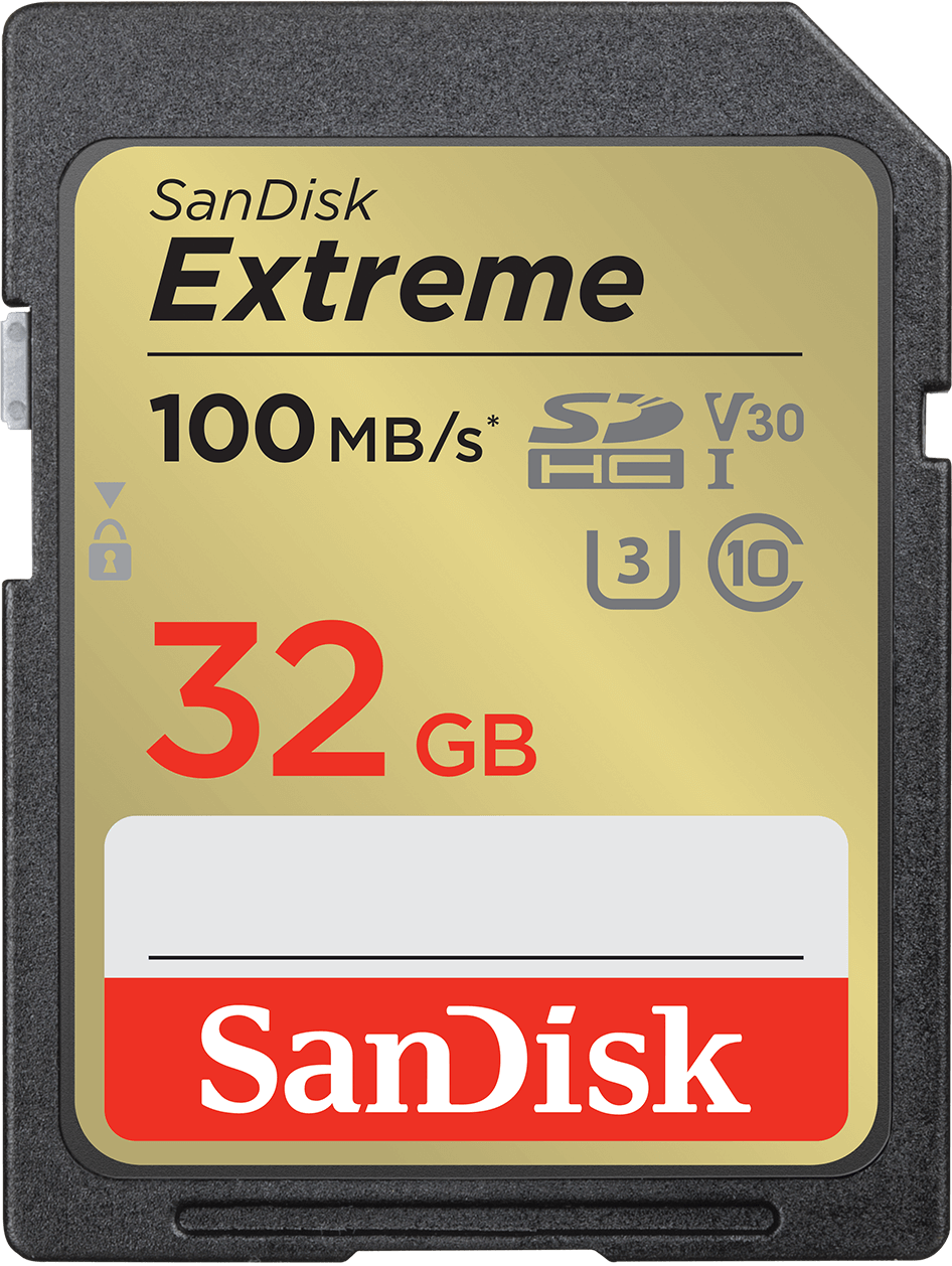 SanDisk Extreme SDHC-minnekort, 32GB, Klasse 10 / UHS-1 U3 SDSDXVT-032G-GNCIN