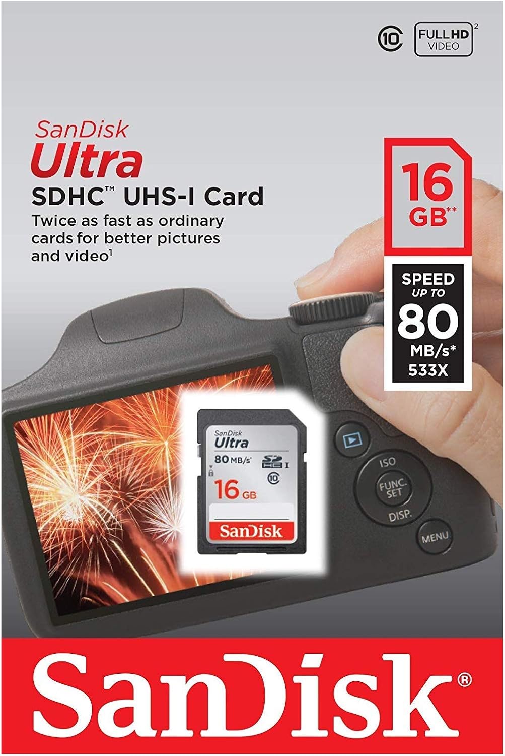 SDHC-minnekort SanDisk Ultra, 16GB, Klasse 10 SDSDUNC-016G-GN6IN