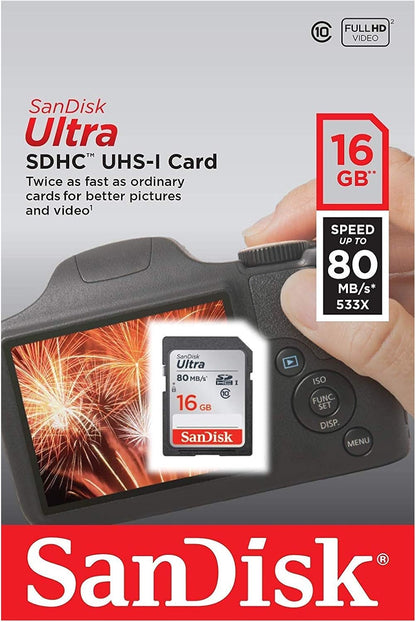 SDHC-minnekort SanDisk Ultra, 16GB, Klasse 10 SDSDUNC-016G-GN6IN