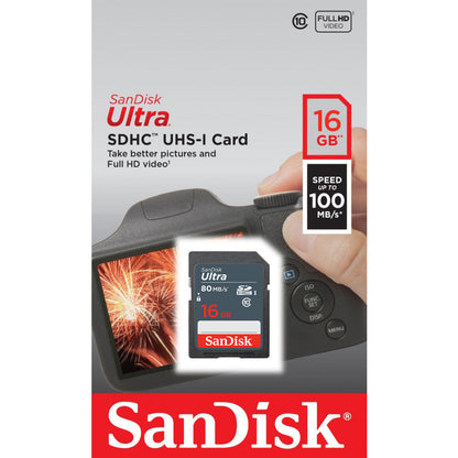 SDHC SanDisk Ultra minnekort, 16GB, Klasse 10 SDSDUNS-016G-GN3IN