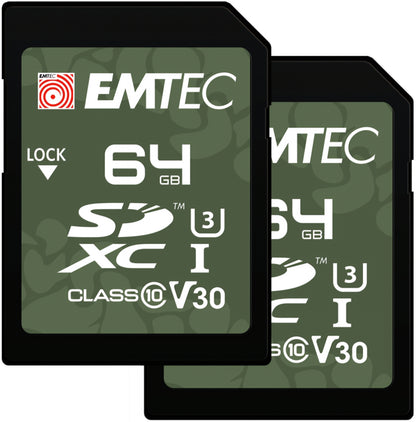 SDXC Minnekort Emtec Rugged Outdoor, 64GB, Klasse 10 / UHS-1 U3, Sett med 2 stk ECMSD64GXCU3ORP