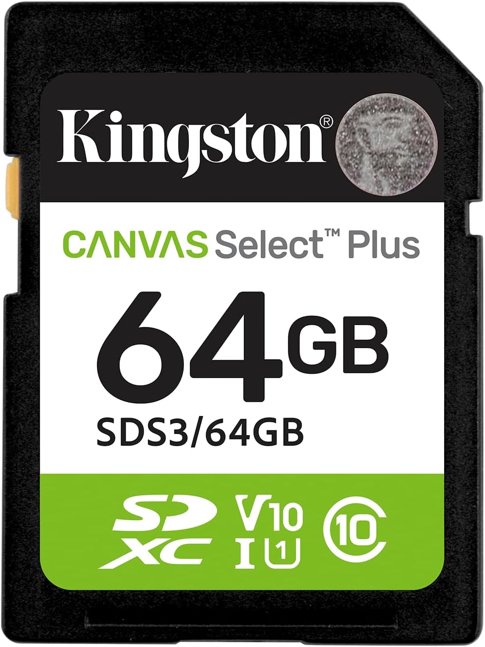 Kingston Canvas Select Plus SDXC Minnekort, 64GB, Klasse 10 / UHS-1 U1 SDS3/64GB