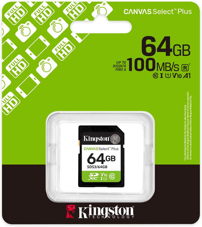 Kingston Canvas Select Plus SDXC Minnekort, 64GB, Klasse 10 / UHS-1 U1 SDS3/64GB