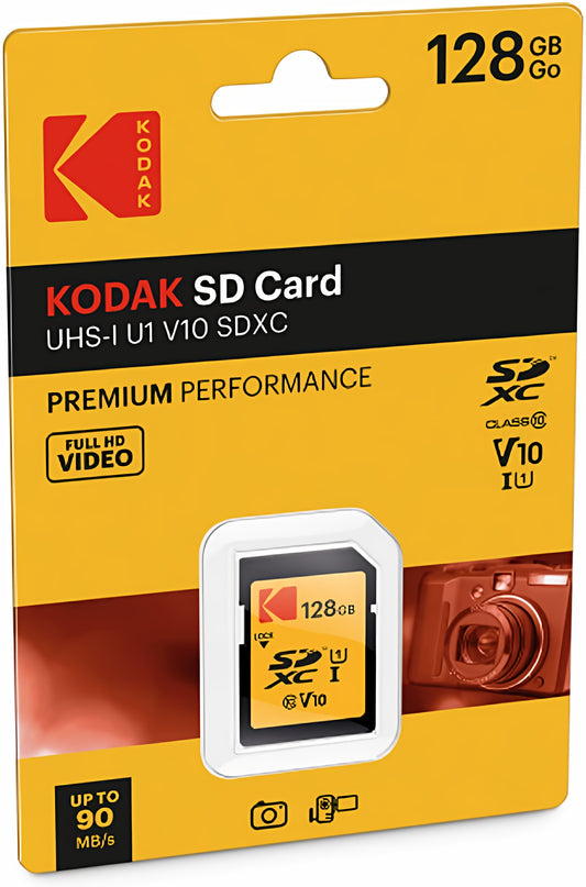SDXC-minnekort Kodak Premium Performance, 128GB, Klasse 10 / UHS-1 U1 EKMSD128GXC10K