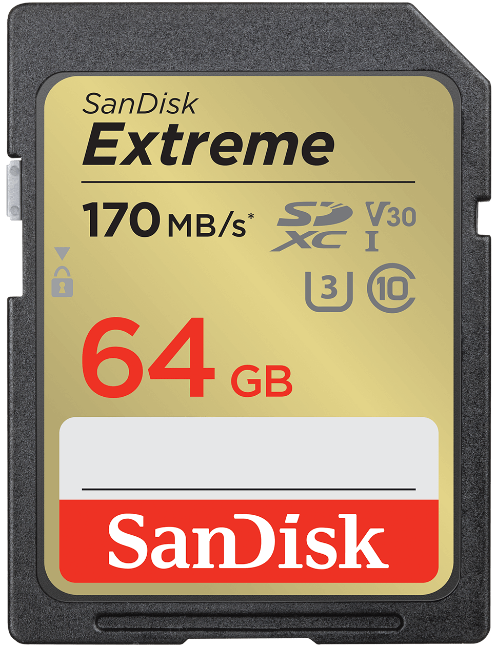 SanDisk Extreme SDXC-minnekort, 64GB, Klasse 10 / UHS-1 U3 SDSDXV2-064G-GNCIN