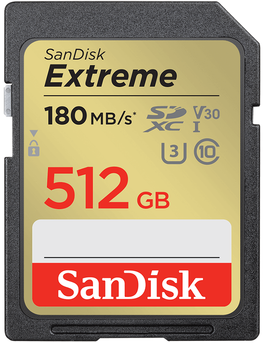 SanDisk Extreme SDXC-minnekort, 512GB, Klasse 10 / UHS-1 U3 SDSDXVV-512G-GNCIN