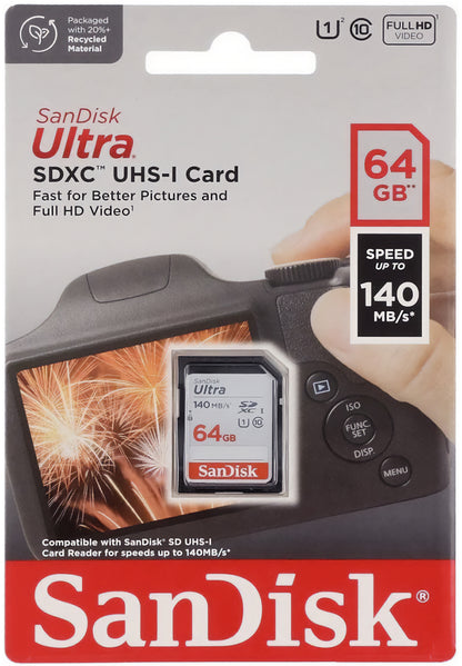 SanDisk Ultra SDXC-minnekort, 64GB, Klasse 10 / UHS-1 U1 SDSDUNB-064G-GN6IN
