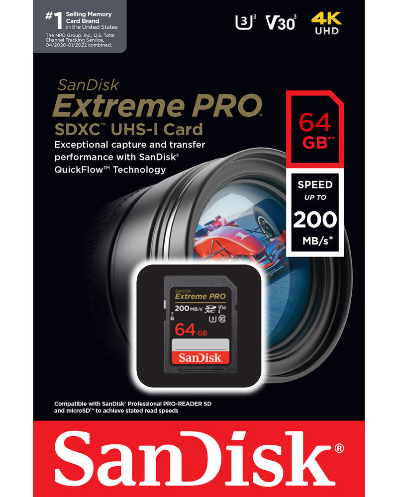 SDXC-minnekort SanDisk Extreme Pro, 64Gb, Klasse 10 / UHS-1 U3 SDSDXXU-064G-GN4IN