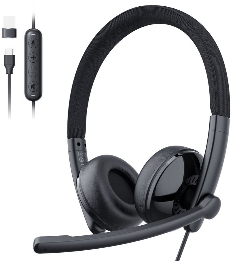 Call Center-hodesett USB-C / USB-A EMEET GeniusCall HS50, svart