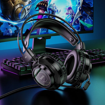 Gaming-hodetelefoner 3,5 mm HOCO W110, RGB, svarte