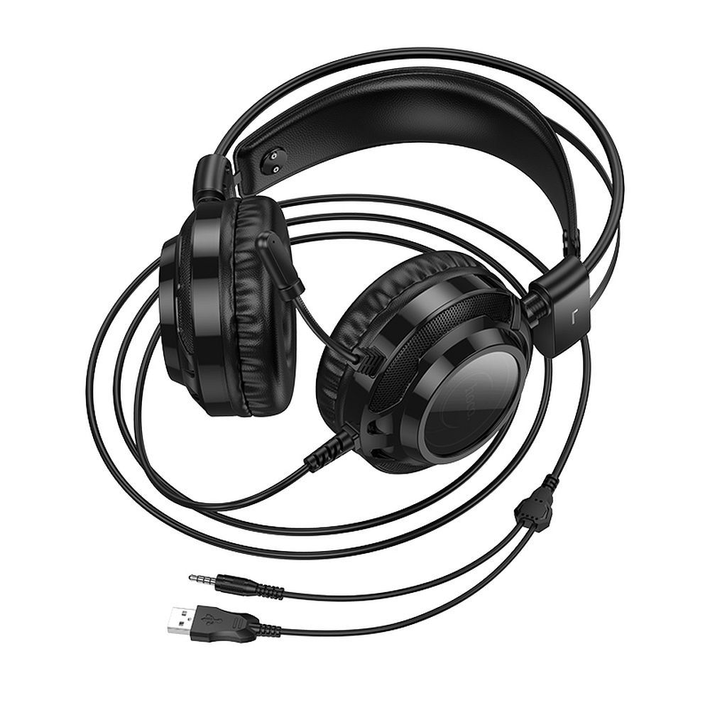 Gaming-hodetelefoner 3,5 mm HOCO W110, RGB, svarte