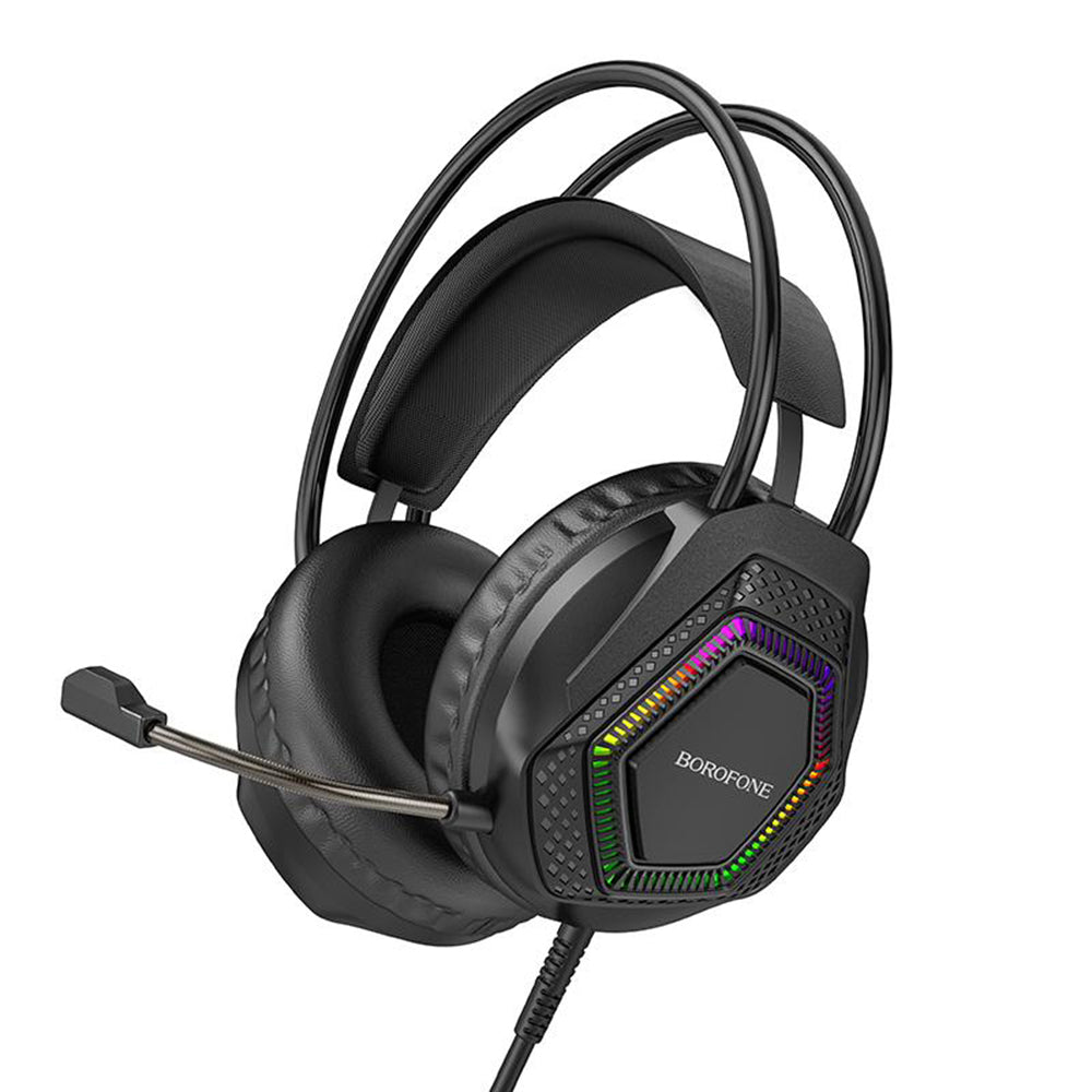 Gamingheadset 3,5 mm Borofone BO105 Thunder, RGB, 2m, Svart