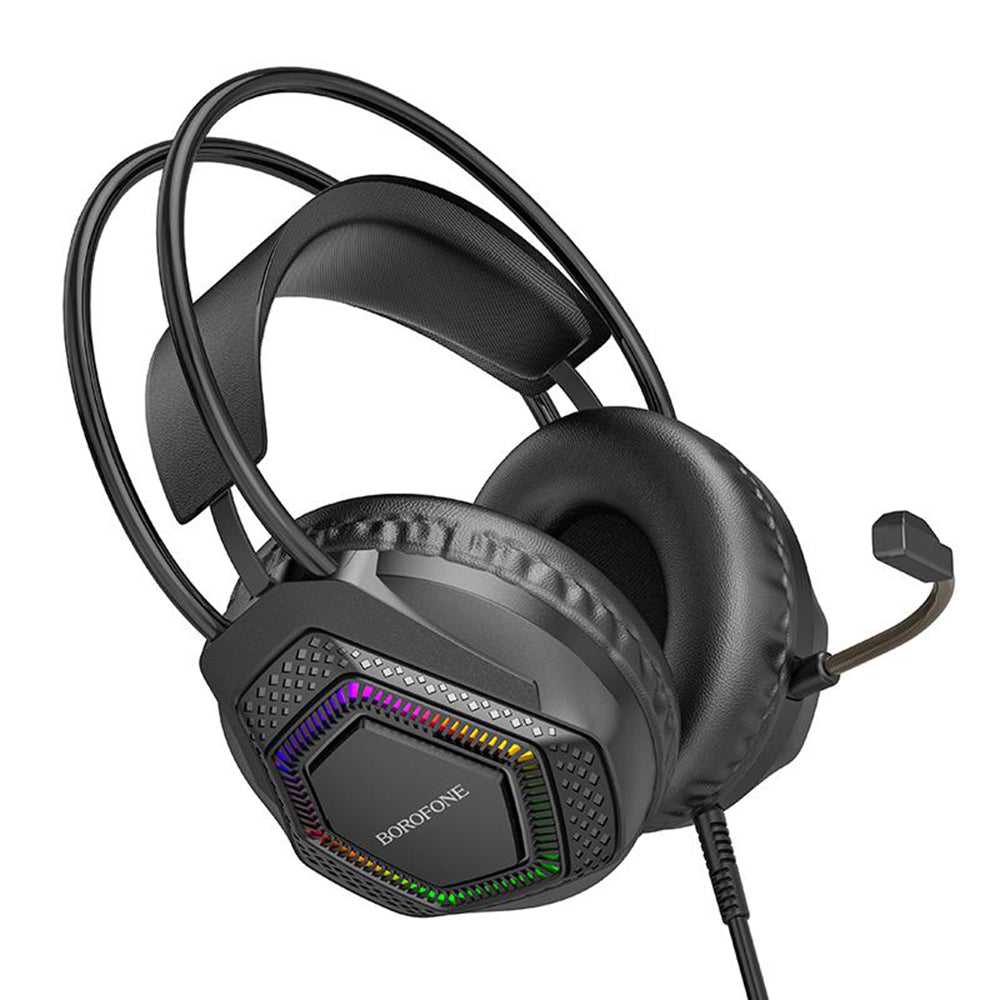 Gamingheadset 3,5 mm Borofone BO105 Thunder, RGB, 2m, Svart