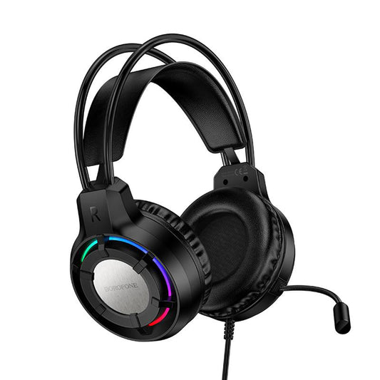 Gamingheadset 3,5 mm Borofone BO112 Wave, RGB, 2 m, Svart