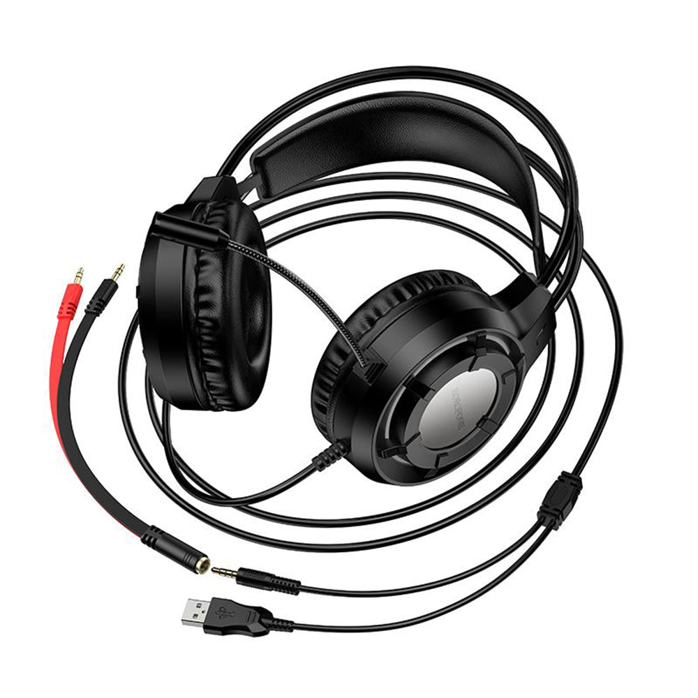 Gamingheadset 3,5 mm Borofone BO112 Wave, RGB, 2 m, Svart