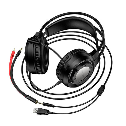 Gamingheadset 3,5 mm Borofone BO112 Wave, RGB, 2 m, Svart