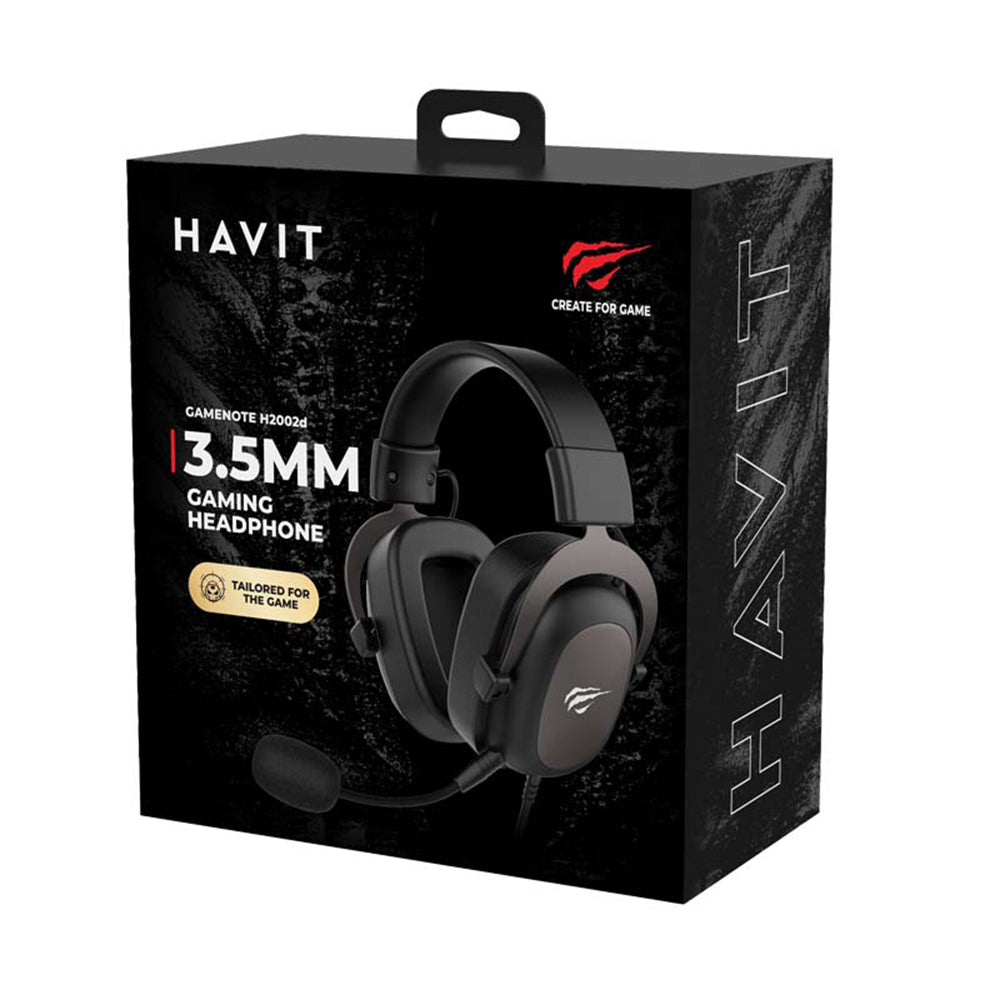 Gaminghodetelefoner 3.5mm HAVIT H2002E Pro, 2m, Svarte