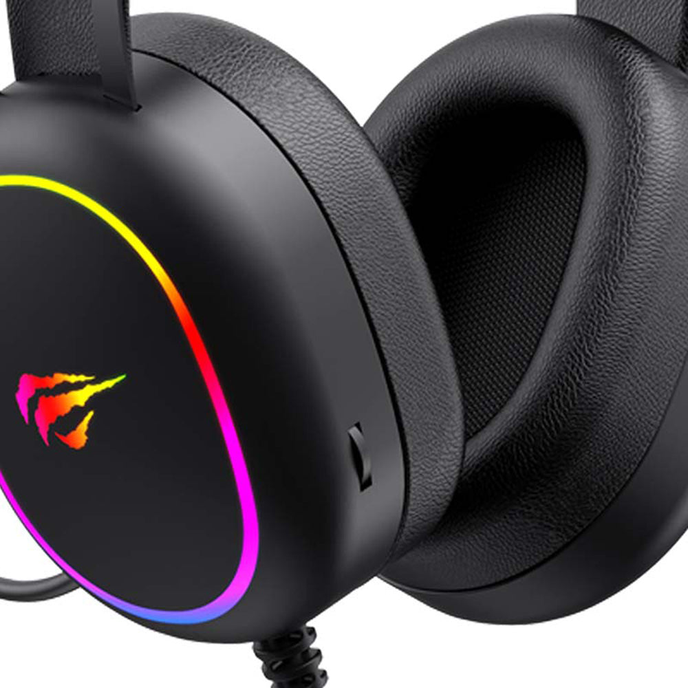 Gaminghodetelefoner 3.5mm HAVIT H2016d, RGB, 2m, Svarte