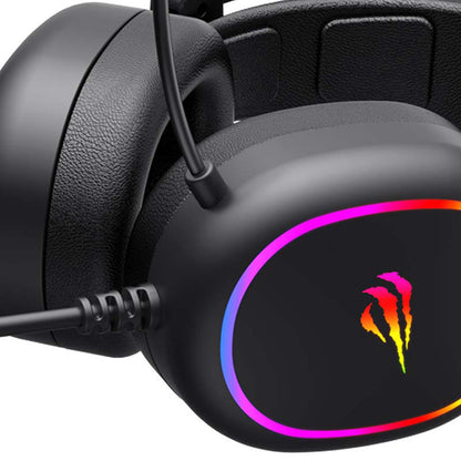 Gaminghodetelefoner 3.5mm HAVIT H2016d, RGB, 2m, Svarte