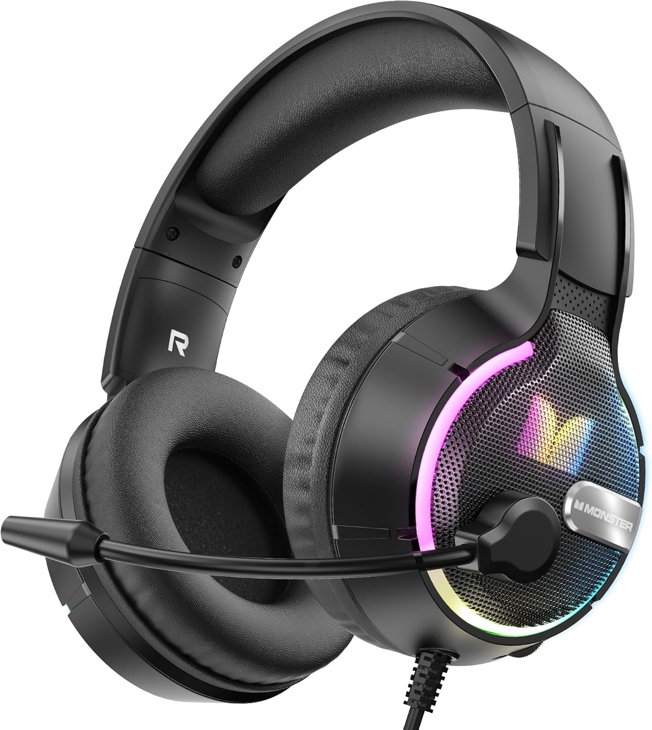 Gaming Headset 3,5 mm Monster Mission 320, RGB, 1,9 m, Svart