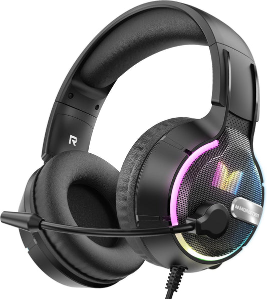 Gaming Headset 3,5 mm Monster Mission 320, RGB, 1,9 m, Svart