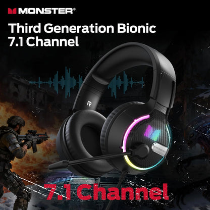 Gaming Headset 3,5 mm Monster Mission 320, RGB, 1,9 m, Svart