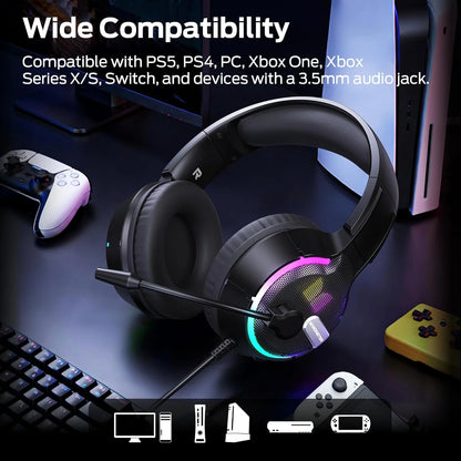 Gaming Headset 3,5 mm Monster Mission 320, RGB, 1,9 m, Svart